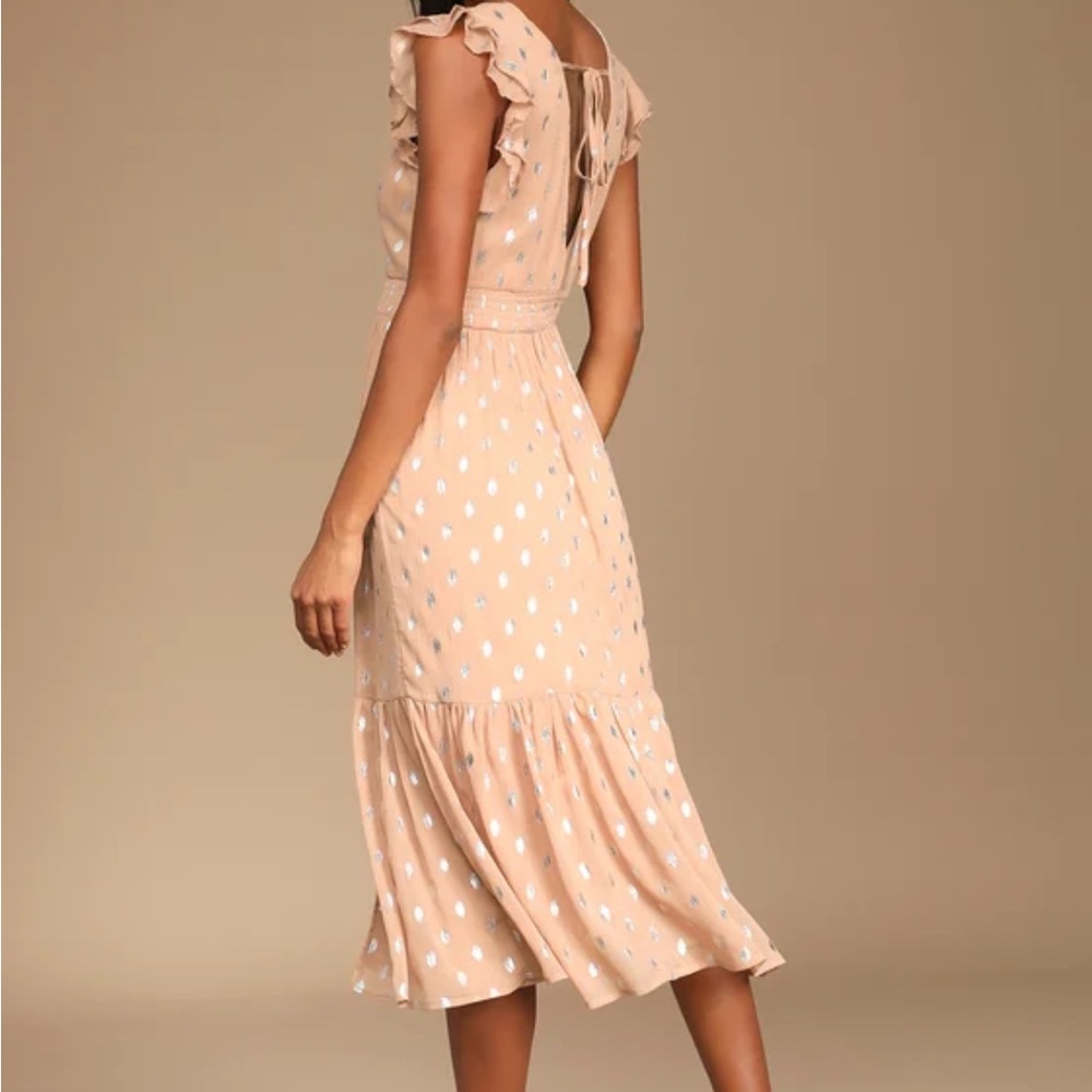 Lulus mauve and silver tiered ruffled dress
